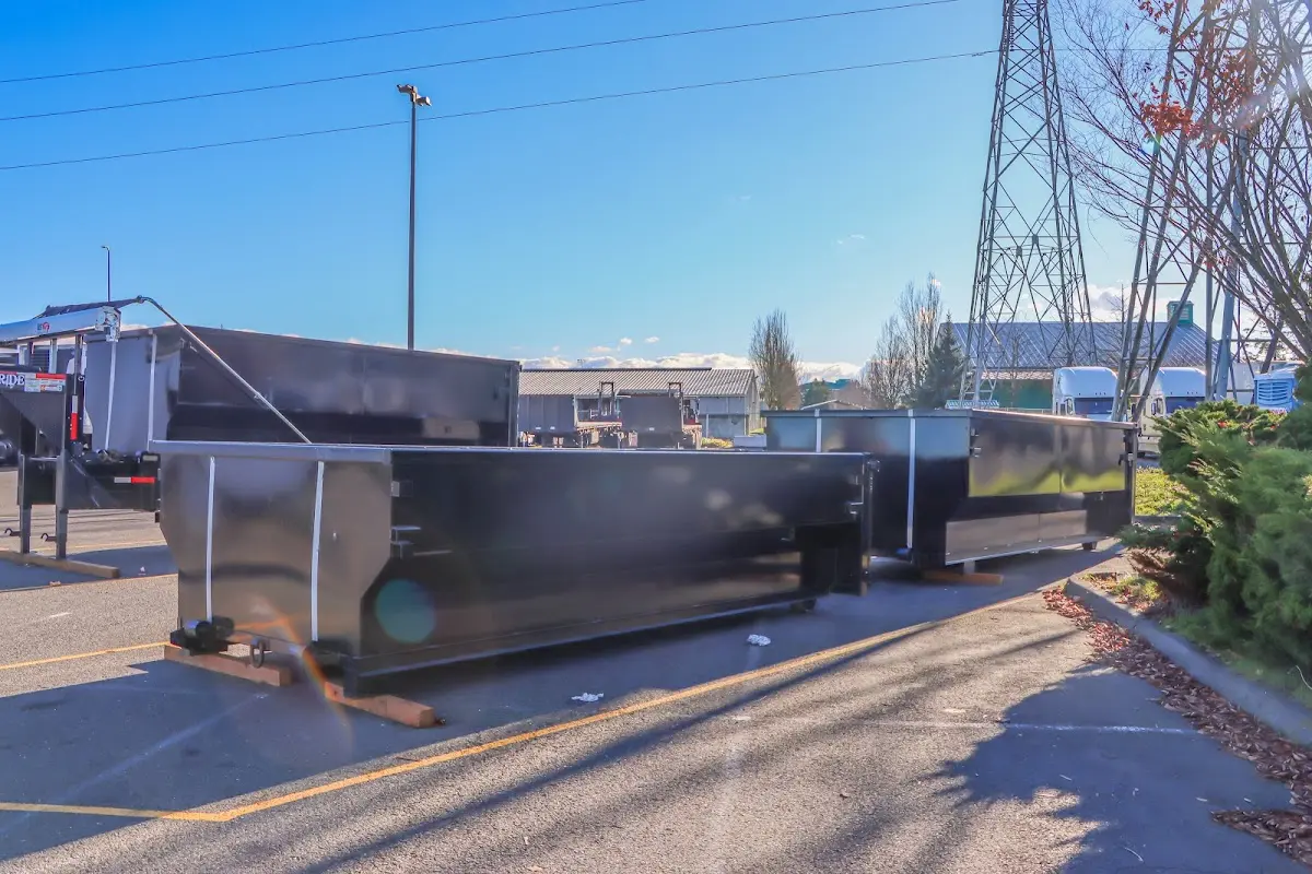 Roll-off dumpster ready for waste disposal at job site for 15 Yard Dumpster Rental in Cincinnati